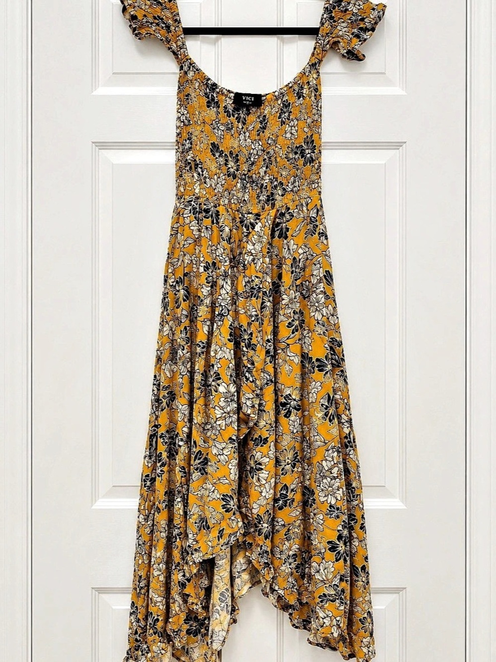 VICI Floral High-Low Dress in Yellow & Black Like New